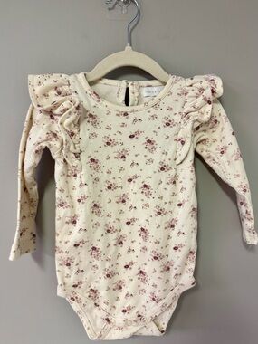 Jamie Kay Cream Bodysuit with Pink Floral Ruffles
